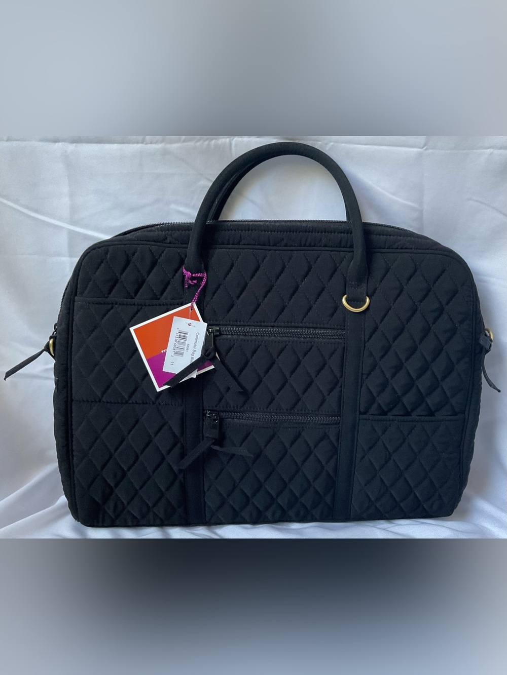 Vera Bradley Quilted Black Laptop Commuter & strap with Top Handles